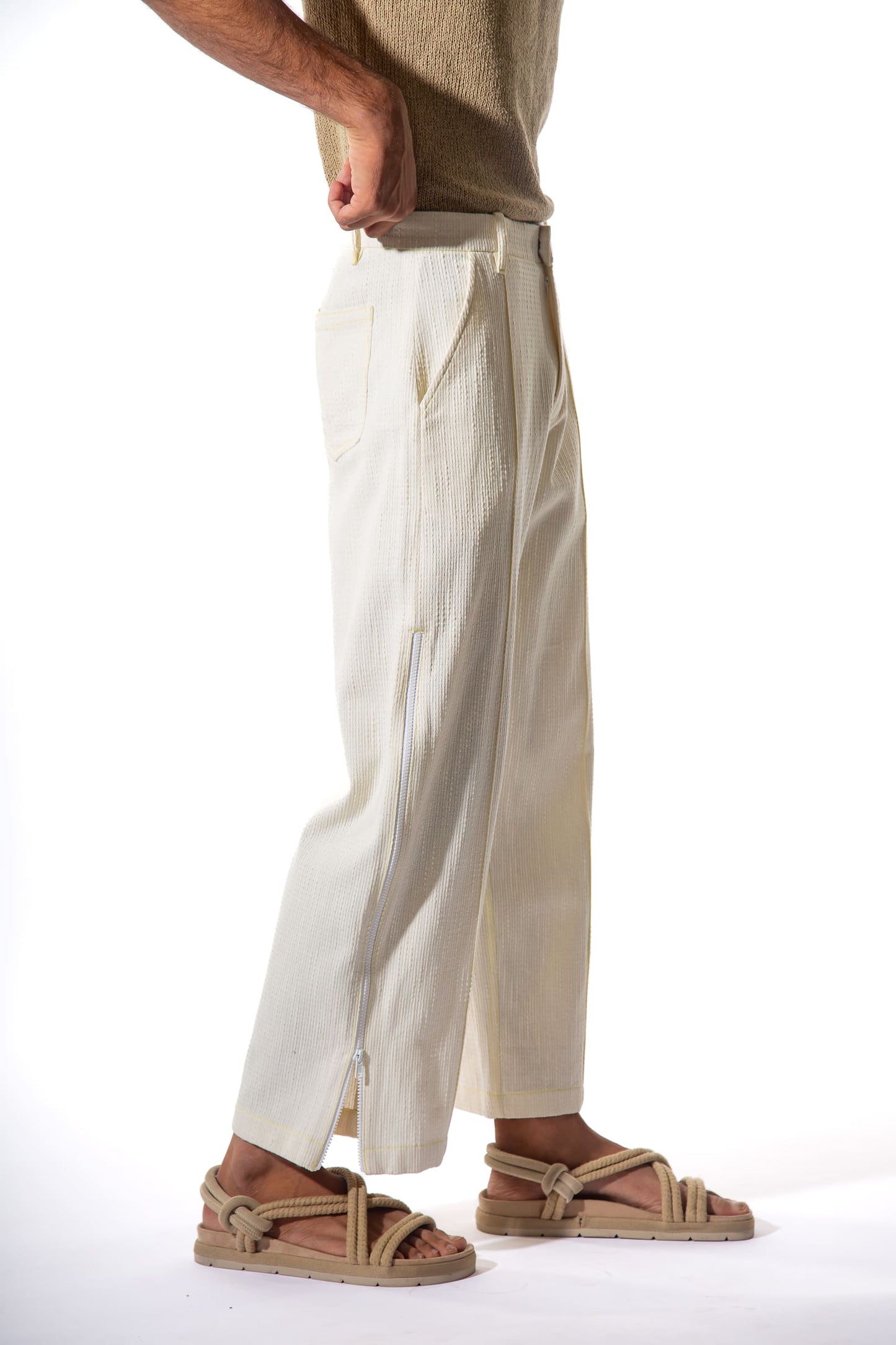 Handloom Zipped Pants