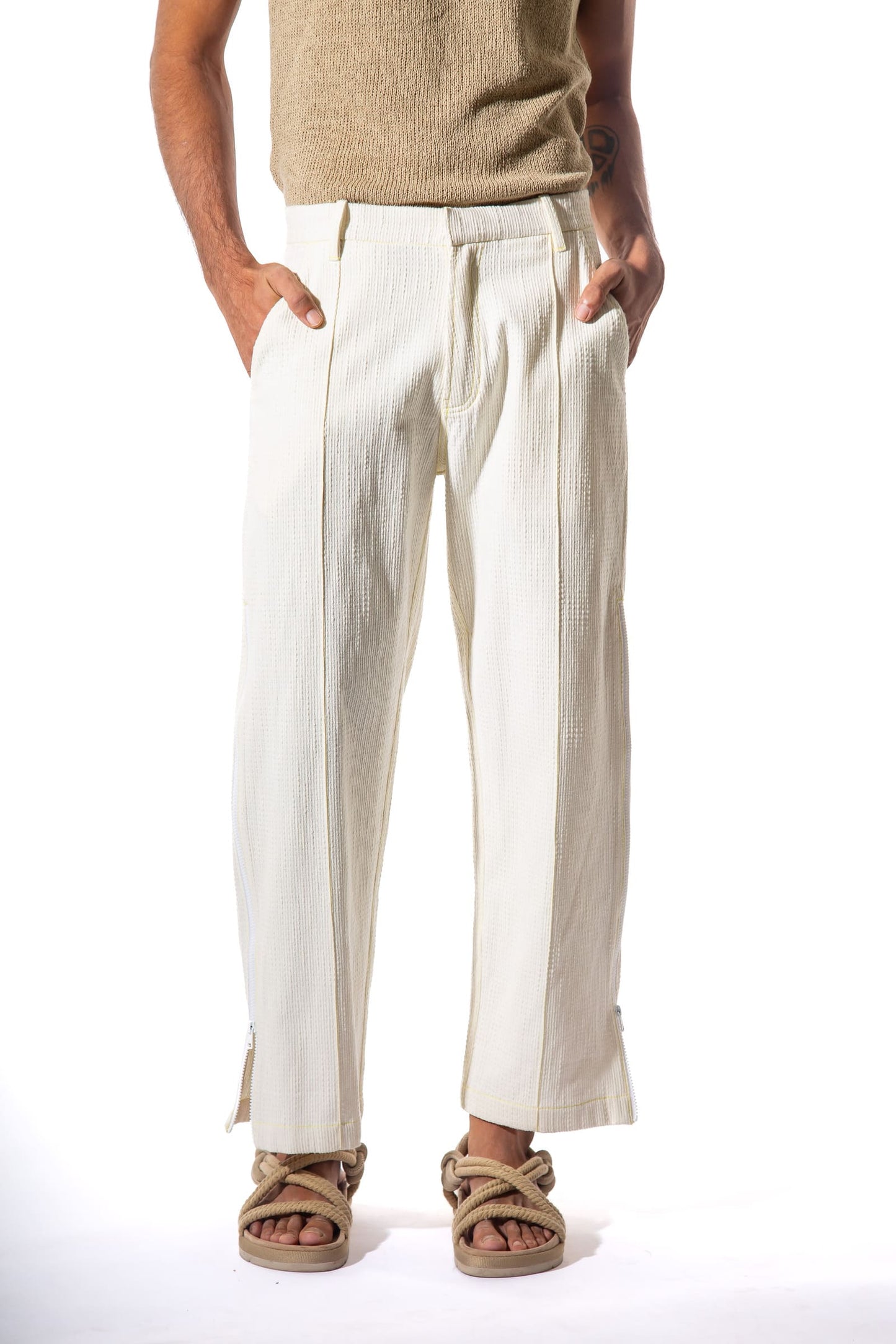 Handloom Zipped Pants