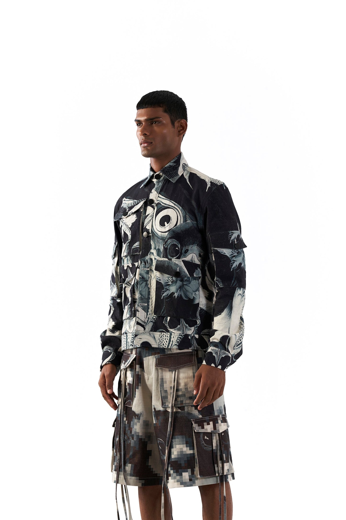 Washi Cargo Denim Shacket