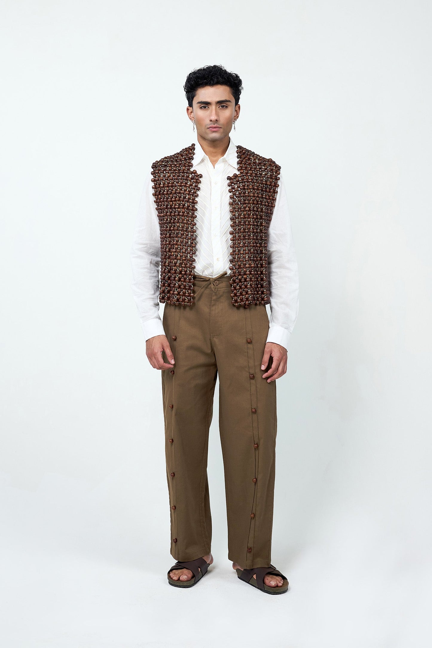 Wood Handbeaded Vest